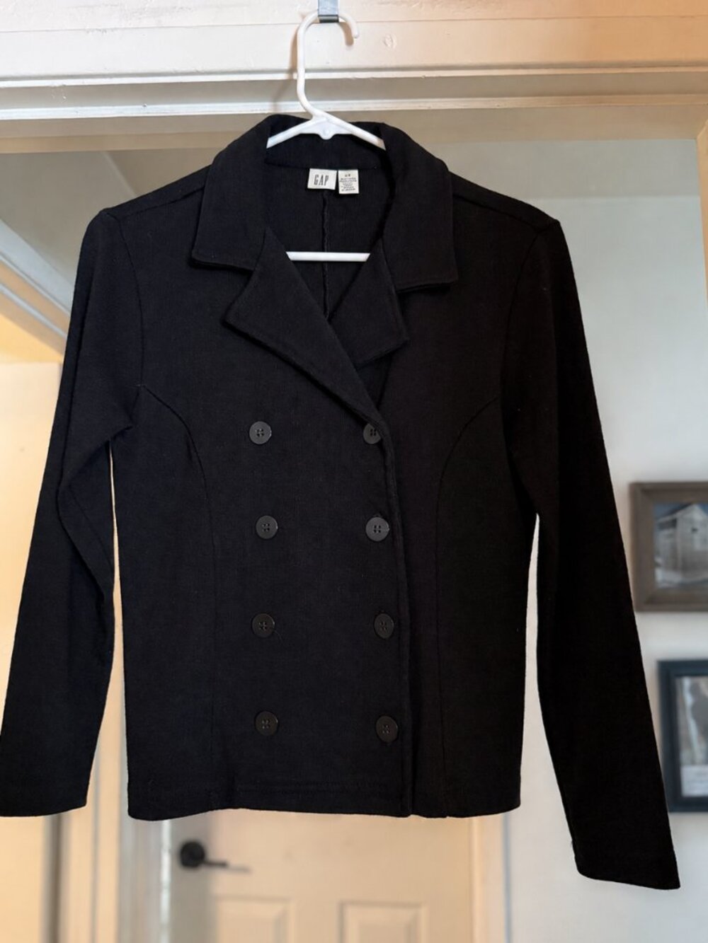 Vintage 90s GAP Black Double Breasted Blazer Jacket size XS